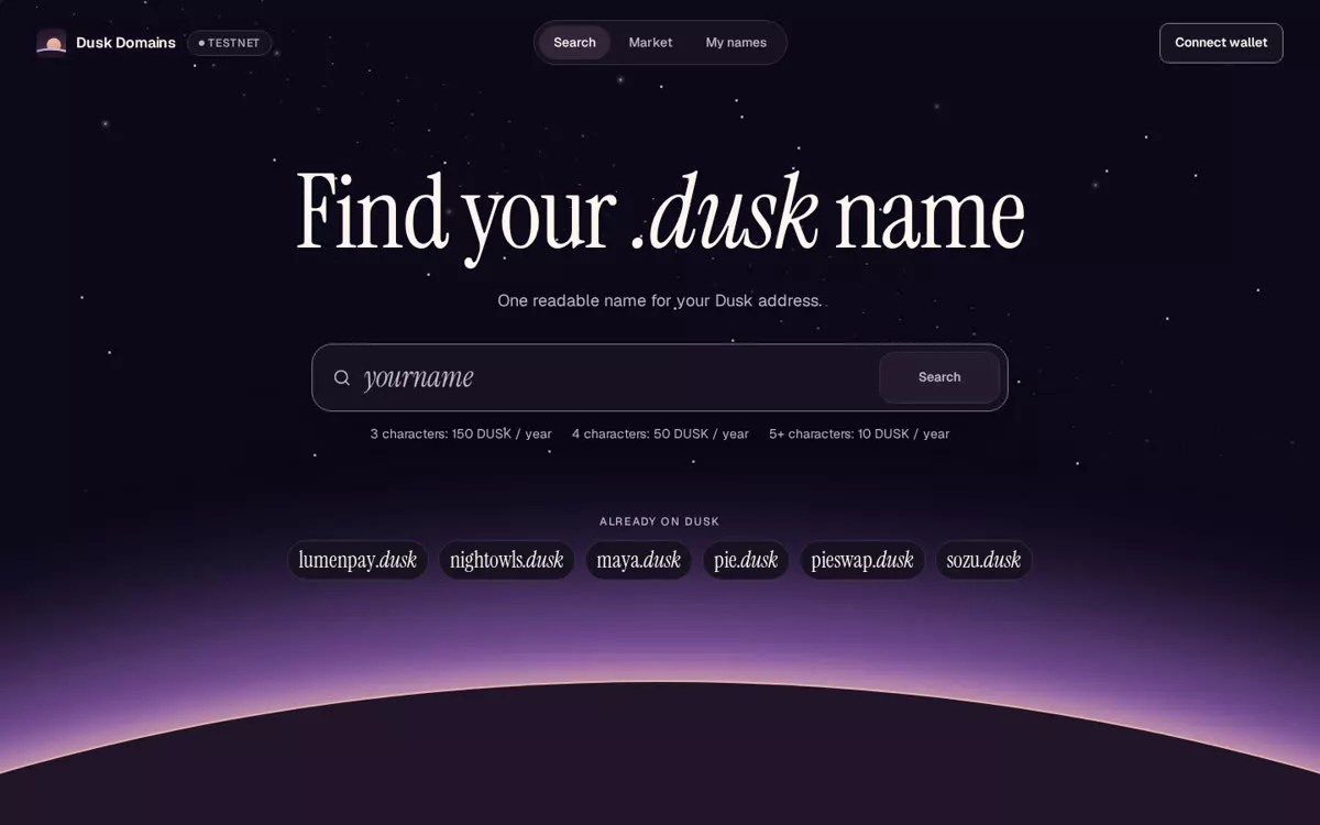 Dusk Domains homepage